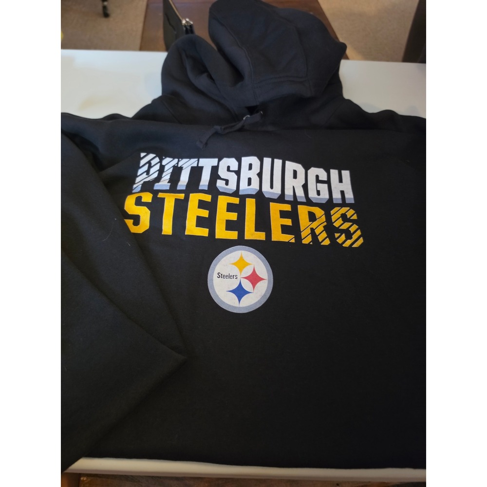 NFL Pittsburgh Steelers Hoodie Mens 5XL Black Pullover Sweatshirt Big Tall